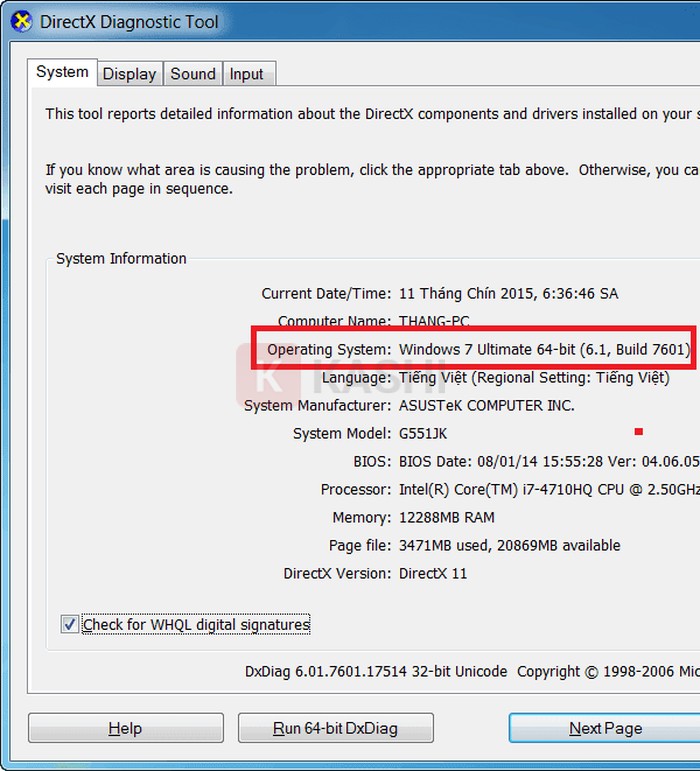 Xem thông tin phiên bản Windows