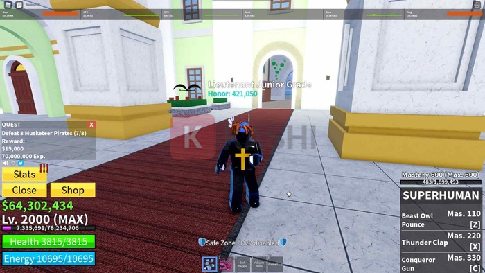 Giao diện game Blox Fruit