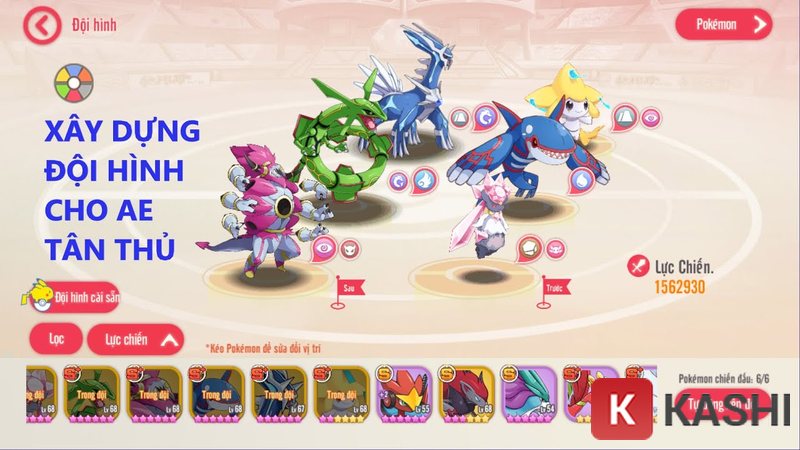 Đội hình Pokemon trong Học Viện Mega