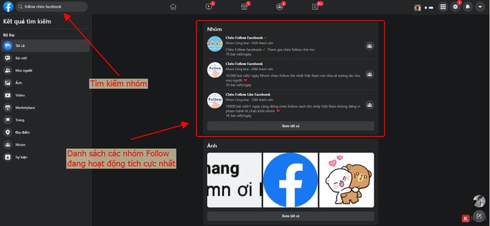 Nhóm trao đổi follow Facebook