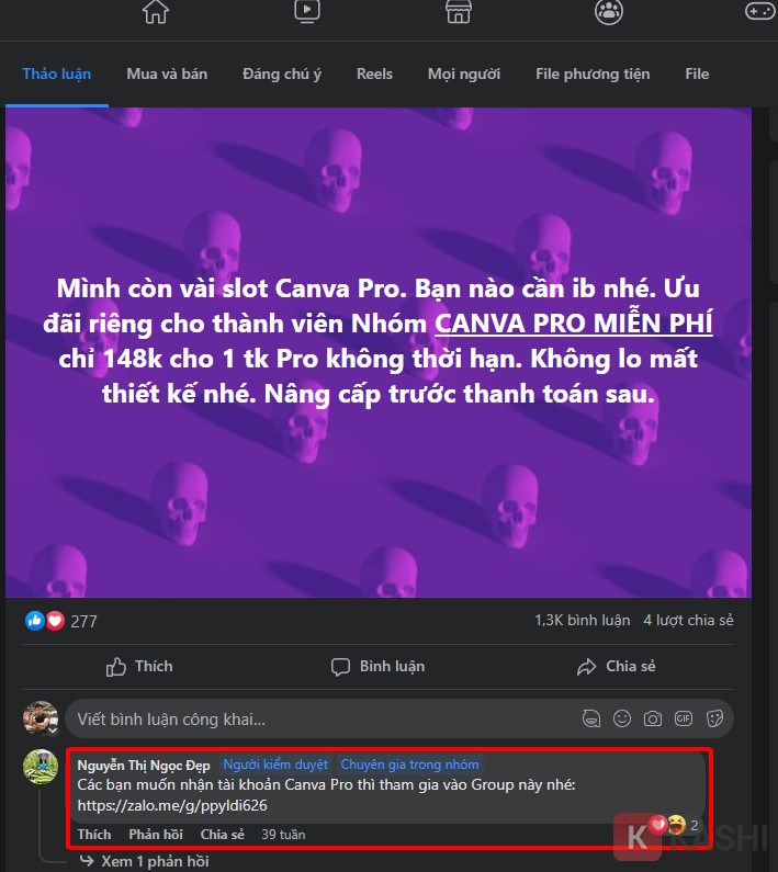 Tương tác trên nhóm Facebook