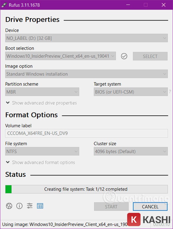 Quá trình tạo USB cài Windows