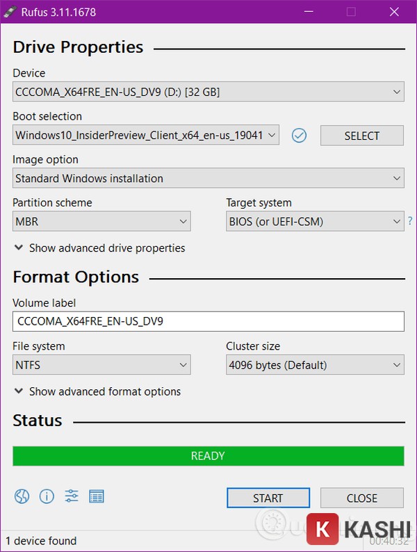 USB boot đã sẵn sàng