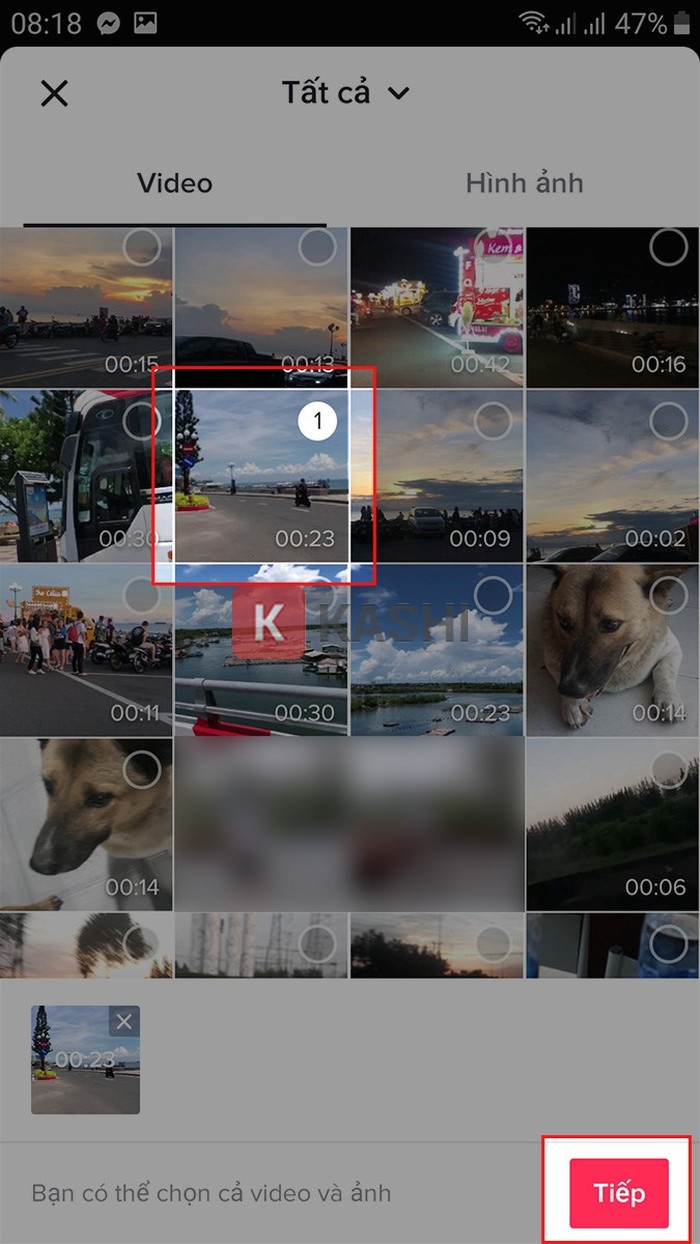 Chọn video từ thư viện