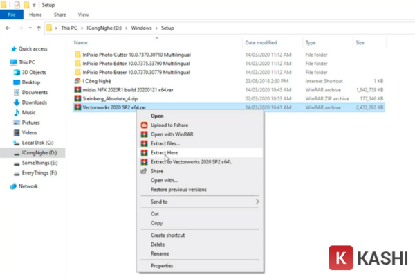 Giải nén file cài đặt