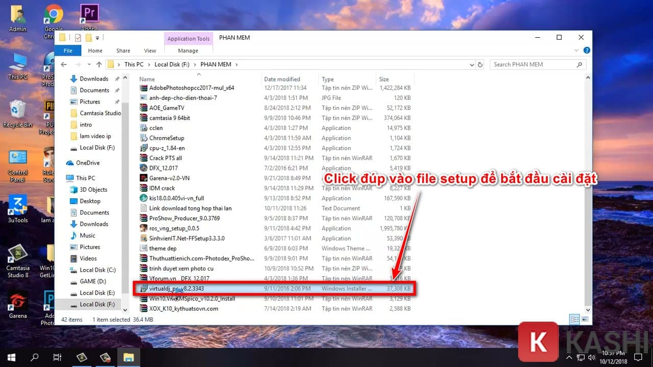 Mở file cài đặt