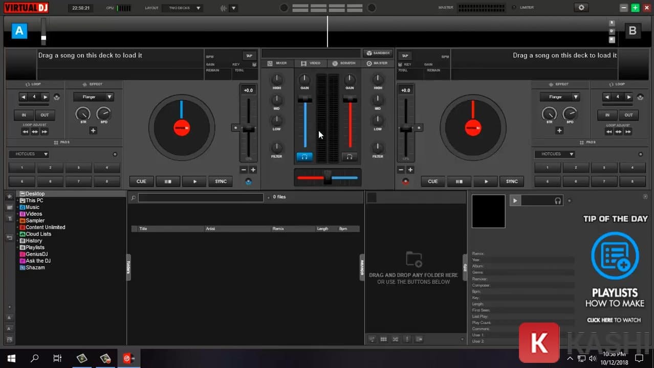 Giao diện Virtual DJ 8 sau khi cài đặt