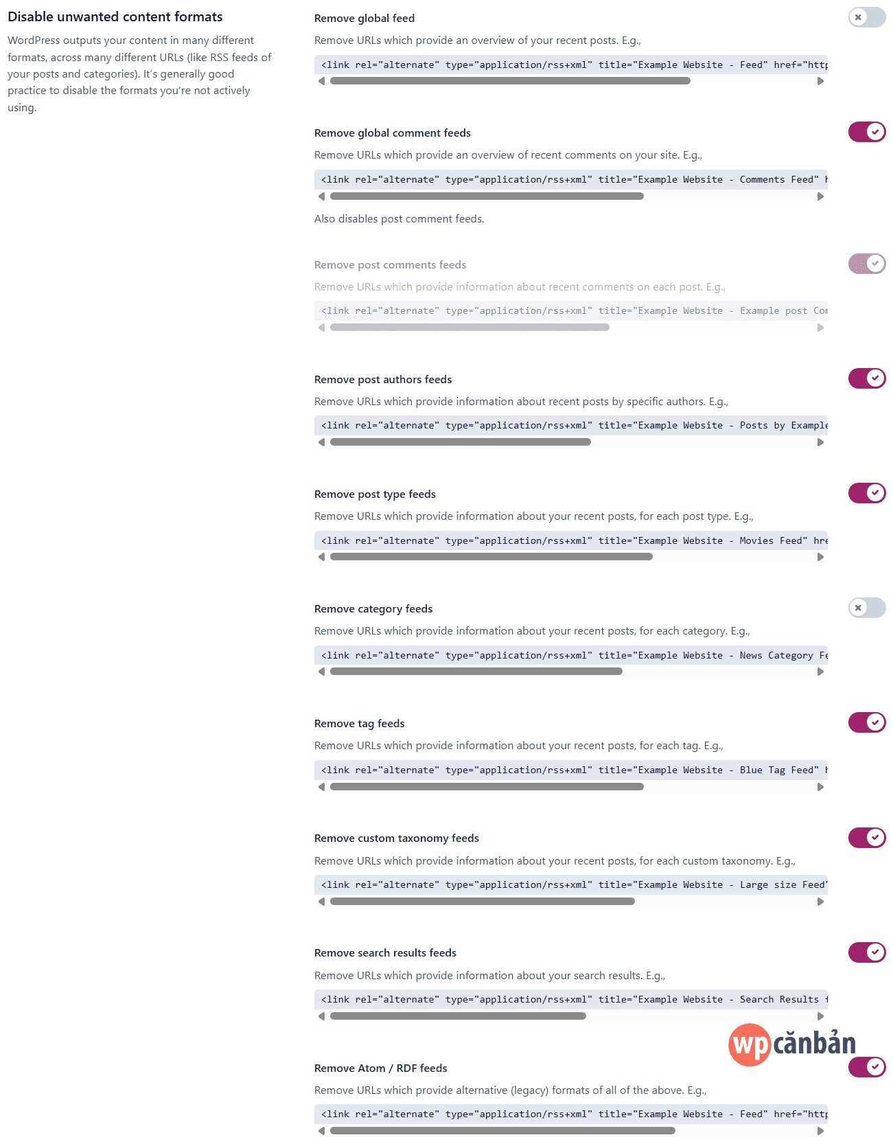 Alt text: Mục Disable Unwanted Content Formats trong cài đặt Crawl Optimization