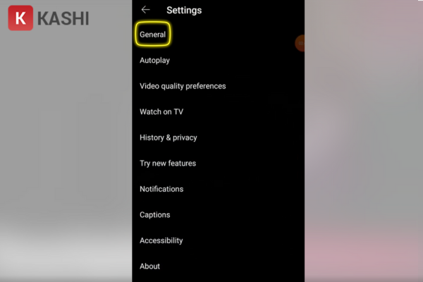 Mở cài đặt chung