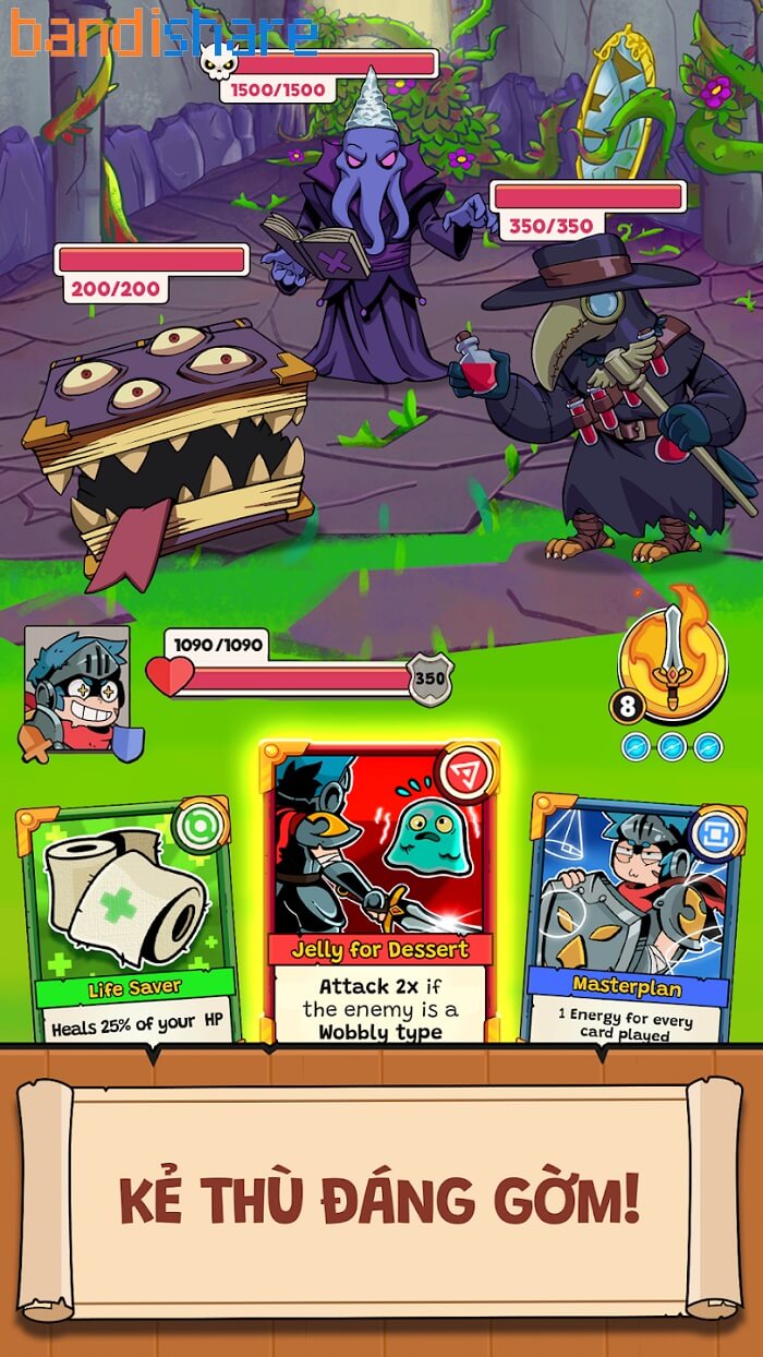 Mô tả ảnh: Nhận thưởng sau khi chiến thắng trong Card Guardians: Deck Building